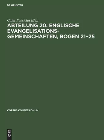 Abteilung 20. Englische Evangelisationsgemeinschaften, Bogen 21-25 cover