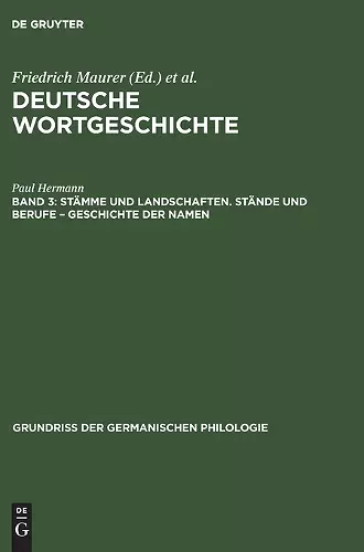 Stämme Und Landschaften. Stände Und Berufe - Geschichte Der Namen cover