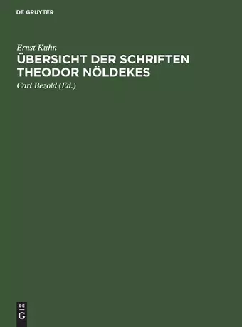 Übersicht Der Schriften Theodor Nöldekes cover