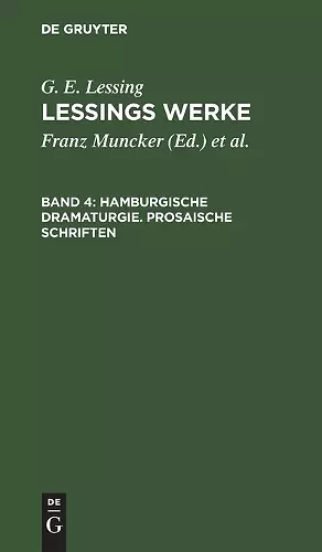 Hamburgische Dramaturgie. Prosaische Schriften cover