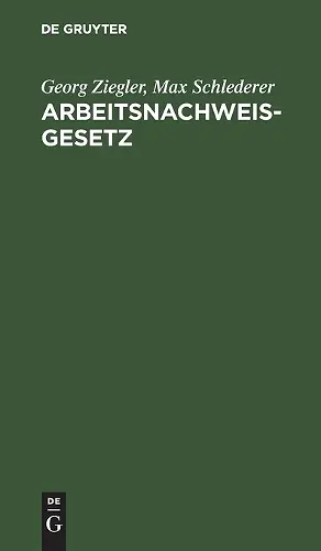 Arbeitsnachweisgesetz cover