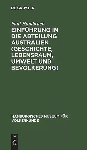 Einführung in Die Abteilung Australien (Geschichte, Lebensraum, Umwelt Und Bevölkerung) cover