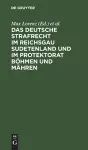 Das Deutsche Strafrecht Im Reichsgau Sudetenland Und Im Protektorat Böhmen Und Mähren cover