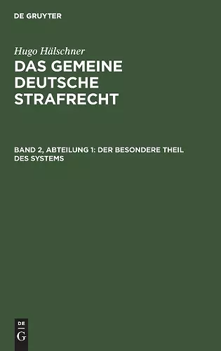 Der besondere Theil des Systems cover