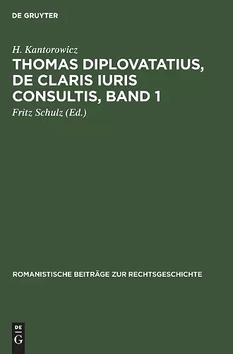 Thomas Diplovatatius, de Claris Iuris Consultis, Band 1 cover
