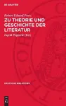 Zu Theorie Und Geschichte Der Literatur cover