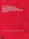 Mitteliranische Manichäische Texte Kirchengeschichtlichen Inhalts cover