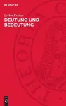 Deutung Und Bedeutung cover