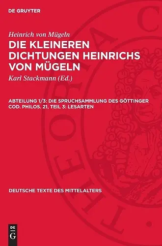 Die Spruchsammlung Des Göttinger Cod. Philos. 21, Teil 3: Lesarten cover