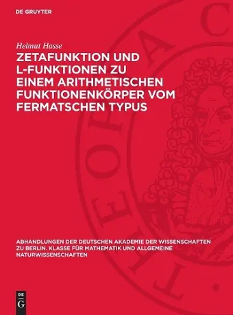 Zetafunktion Und L-Funktionen Zu Einem Arithmetischen Funktionenkörper Vom Fermatschen Typus cover