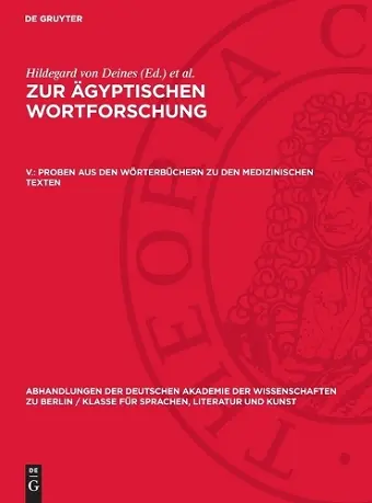 Proben Aus Den Wörterbüchern Zu Den Medizinischen Texten cover