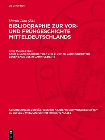 Land Sachsen. Teil 1 Und 2: Vom 16. Jahrhundert Bis Gegen Ende Des 19. Jahrhunderts cover