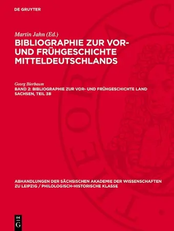 Bibliographie Zur Vor- Und Frühgeschichte Land Sachsen, Teil 3b cover