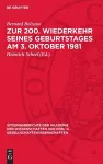 Zur 200. Wiederkehr Seines Geburtstages Am 3. Oktober 1981 cover