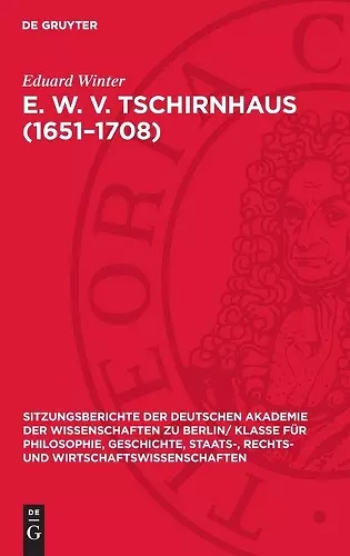 E. W. V. Tschirnhaus (1651-1708) cover
