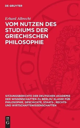 Vom Nutzen Des Studiums Der Griechischen Philosophie cover