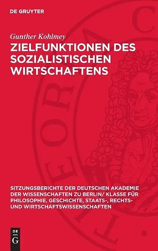 Zielfunktionen Des Sozialistischen Wirtschaftens cover