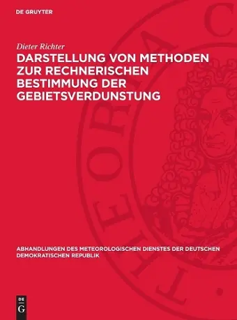 Darstellung Von Methoden Zur Rechnerischen Bestimmung Der Gebietsverdunstung cover