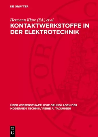 Kontaktwerkstoffe in Der Elektrotechnik cover