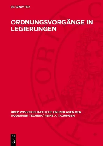 Ordnungsvorgänge in Legierungen cover