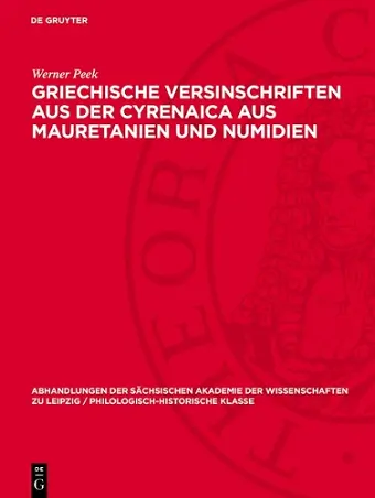 Griechische Versinschriften Aus Der Cyrenaica Aus Mauretanien Und Numidien cover