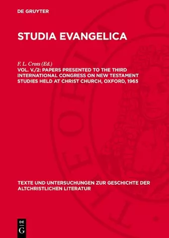 Papers presented to the Third International Congress on New Testament Studies held at Christ Church, Oxford, 1965 cover