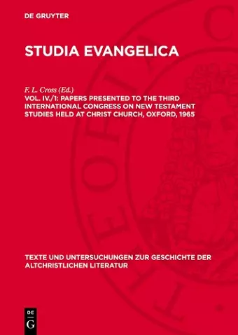 Papers presented to the Third International Congress on New Testament Studies held at Christ Church, Oxford, 1965 cover
