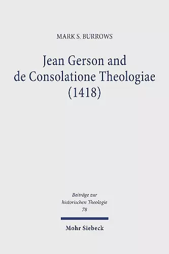 Jean Gerson and de Consolatione Theologiae (1418) cover