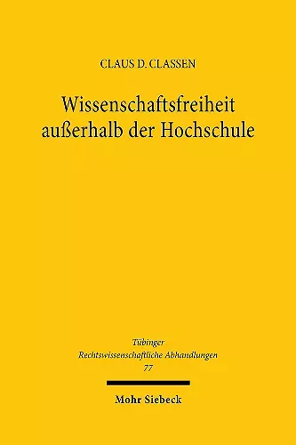 Wissenschaftsfreiheit außerhalb der Hochschule cover