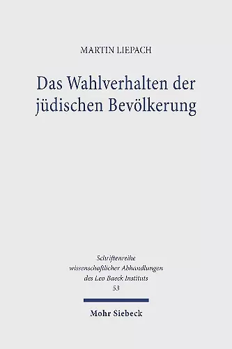 Das Wahlverhalten der jüdischen Bevölkerung cover