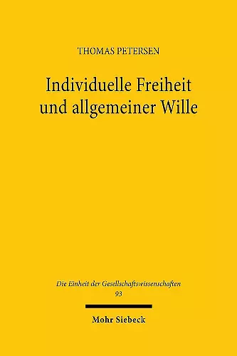 Individuelle Freiheit und allgemeiner Wille cover