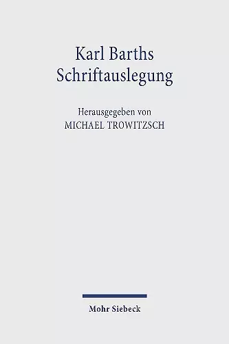 Karl Barths Schriftauslegung cover