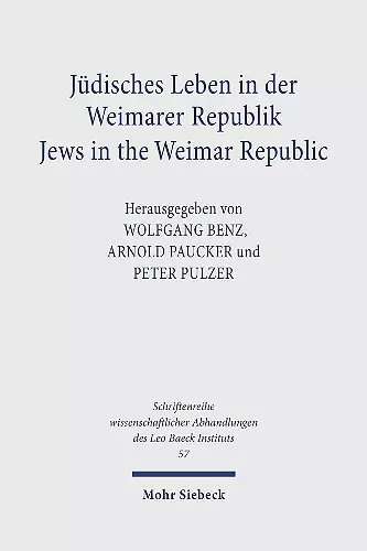 Jüdisches Leben in der Weimarer Republik /Jews in the Weimar Republic cover