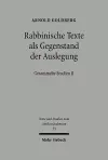 Rabbinische Texte als Gegenstand der Auslegung cover