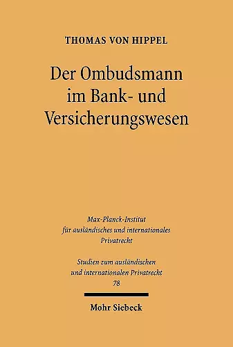 Der Ombudsmann im Bank- und Versicherungswesen cover