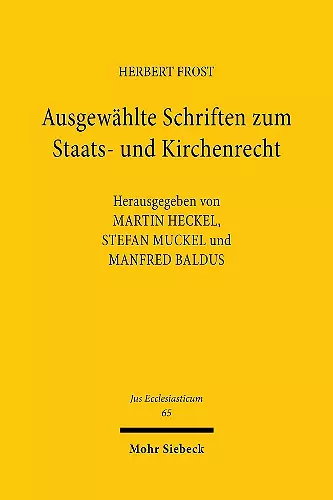 Ausgewählte Schriften zum Staats- und Kirchenrecht cover