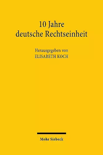 10 Jahre deutsche Rechtseinheit cover