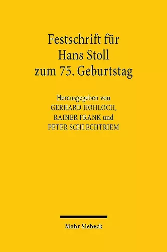 Festschrift für Hans Stoll zum 75. Geburtstag cover