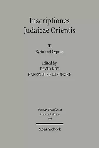 Inscriptiones Judaicae Orientis cover