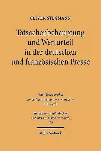 Tatsachenbehauptung und Werturteil in der deutschen und französischen Presse cover