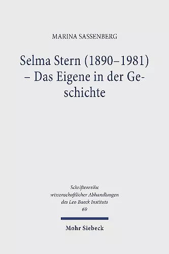 Selma Stern (1890-1981) - Das Eigene in der Geschichte cover