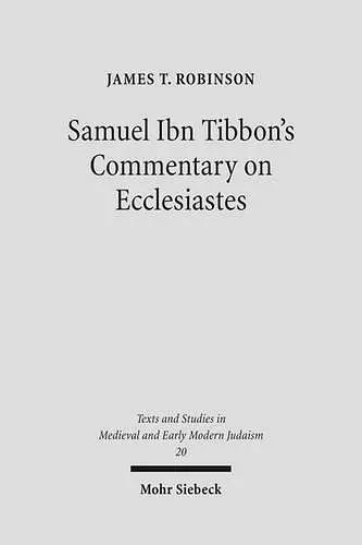 Samuel Ibn Tibbon's Commentary on Ecclesiastes cover