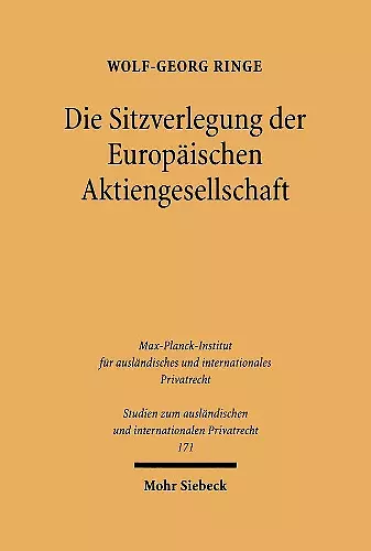 Die Sitzverlegung der Europäischen Aktiengesellschaft cover