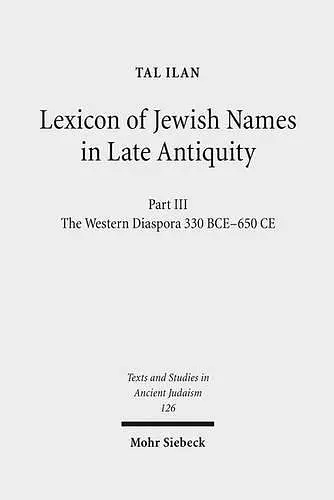 Lexicon of Jewish Names in Late Antiquity cover