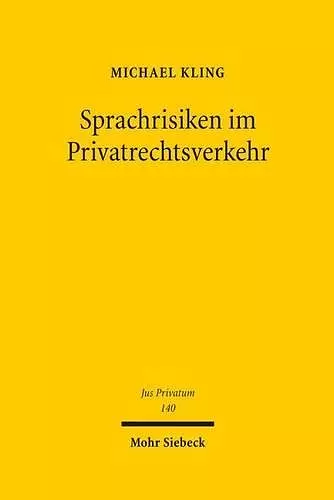 Sprachrisiken im Privatrechtsverkehr cover