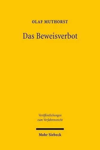 Das Beweisverbot cover