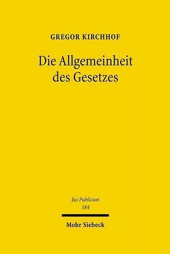 Die Allgemeinheit des Gesetzes cover