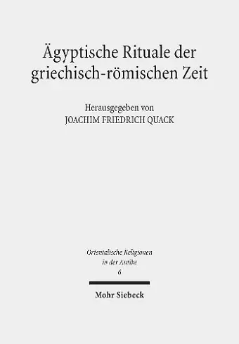 Ägyptische Rituale der griechisch-römischen Zeit cover