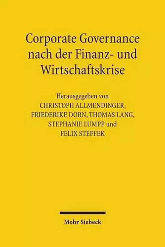 Corporate Governance nach der Finanz- und Wirtschaftskrise cover