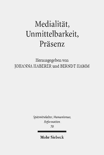 Medialität, Unmittelbarkeit, Präsenz cover